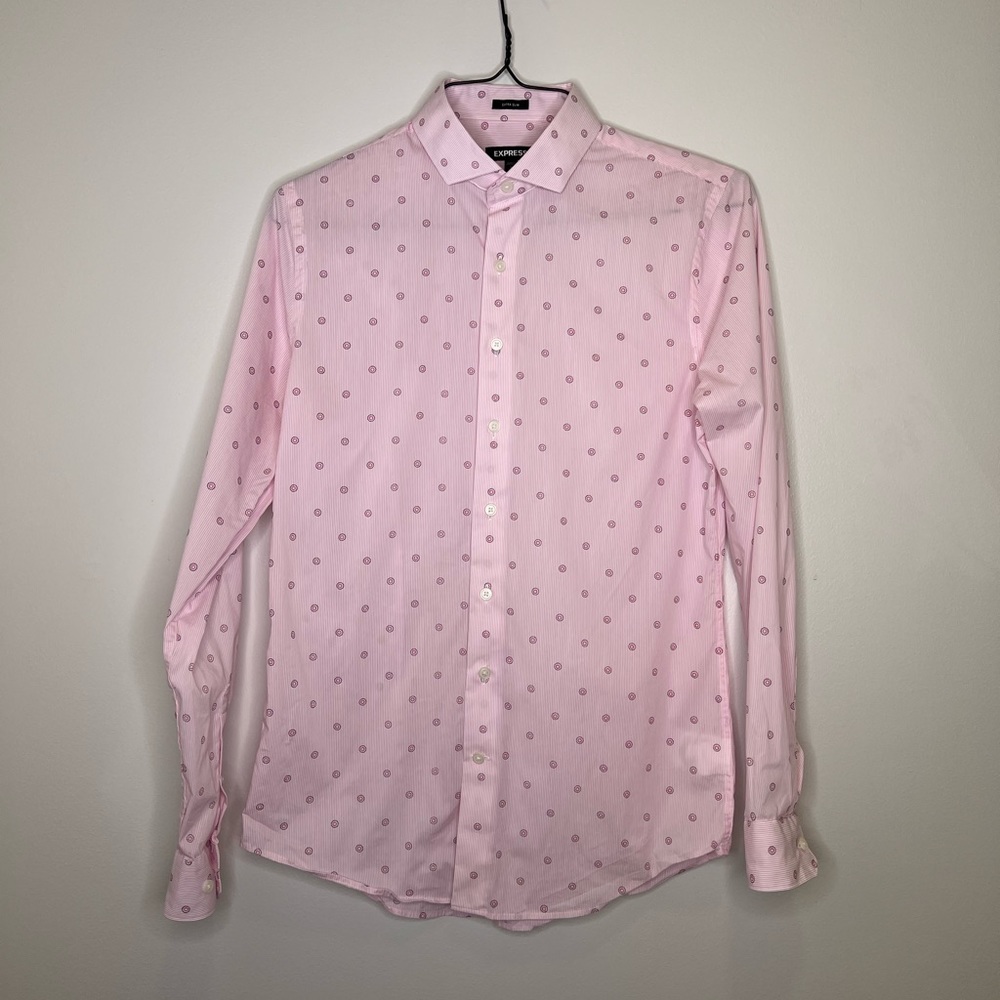 Express Extra Slim Solid Modern Tech 1MX Dress Shirt - Small